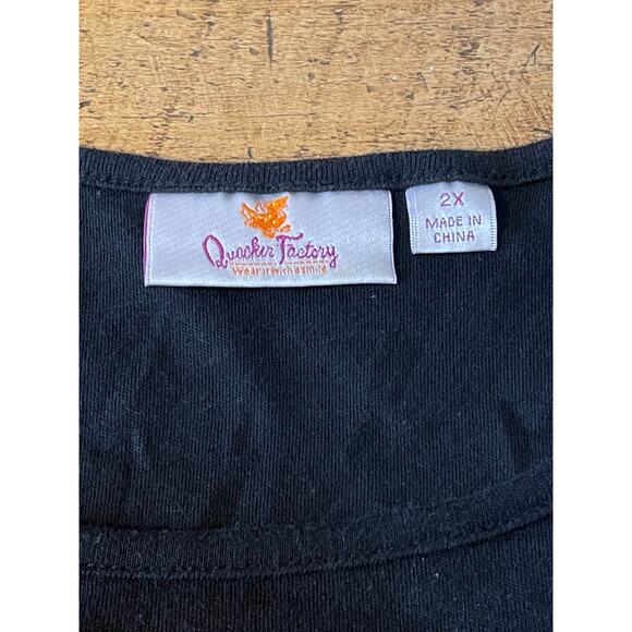 Womens Quacker Factory Fourth Of July Gold Stars Red Stripes Sequin Blouse 2X - Picture 4 of 7